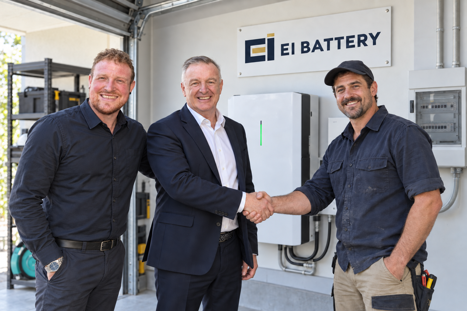 EI Battery Solutions team briefing electrical contractors