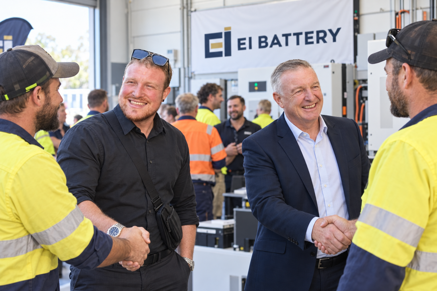 EI Battery Solutions staff with trade customers